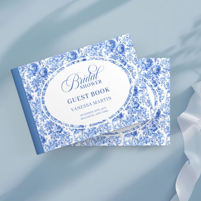 Livro De Visitas Modern Blue Toile Roses Bridal Shower Guest Book (Modern Blue Toile Roses Bridal Shower Guest Book

)
