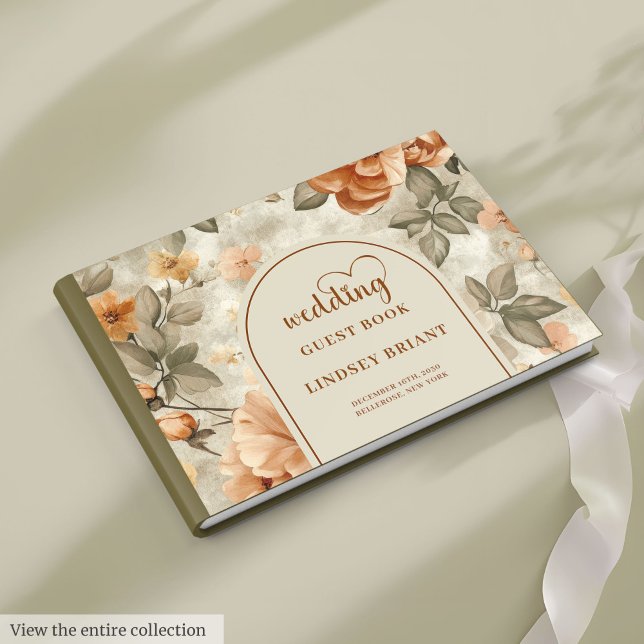 Livro De Visitas Modern Boho Burnt Orange Beige Olive Sage Wedding (Modern Boho Burnt Orange Beige Olive Wedding Guest Book)