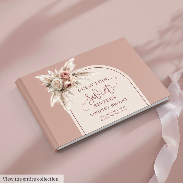 Livro De Visitas Modern Boho Dusty Pink Pampas Floral Arch Sixteen (Modern Boho Dusty Pink Pampas Floral Arch Sixteen

)