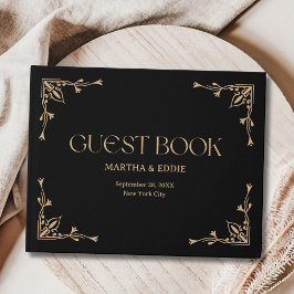 Livro De Visitas Modern Deco | Elegant Black and Gold Wedding