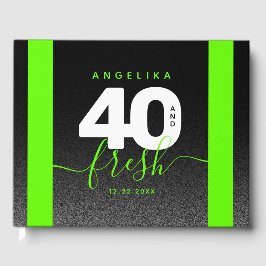 Livro De Visitas Modern Girly Bright Green 40 e Fresco