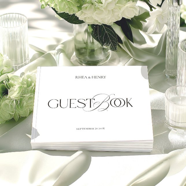 Livro De Visitas Modern Minimalist Black & White Wedding  (Modern Minimalist Black & White Wedding Guest Book)