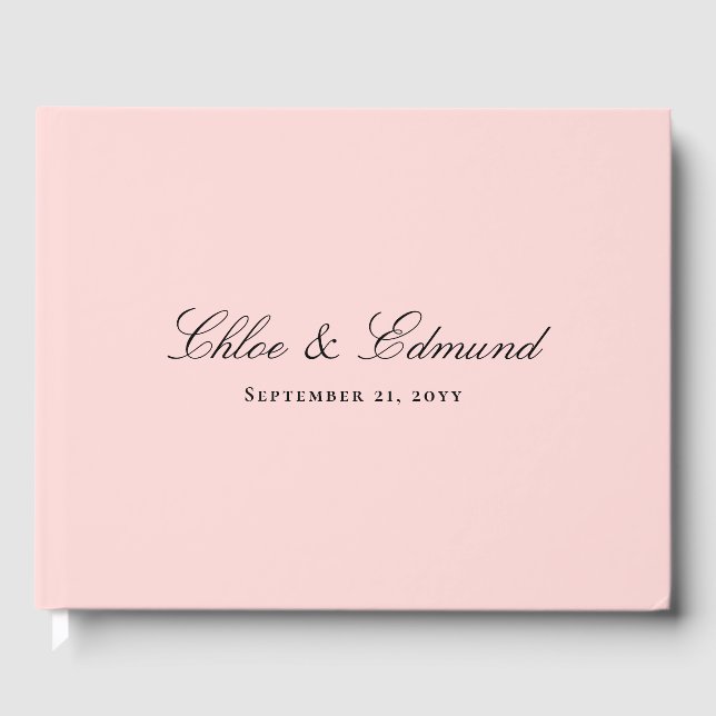 Livro De Visitas Modern Minimalist Blush Pink Wedding (Frente)