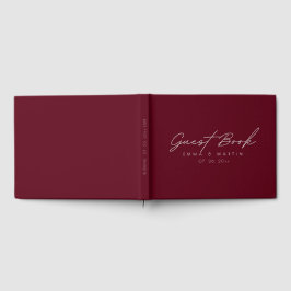 Livro De Visitas Modern & Minimalist Maroon Script Wedding