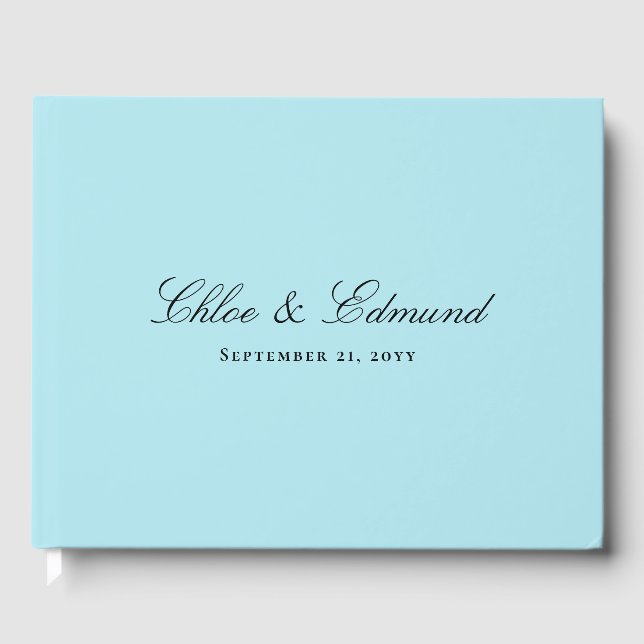 Livro De Visitas Modern Minimalist Powder Blue Wedding (Frente)