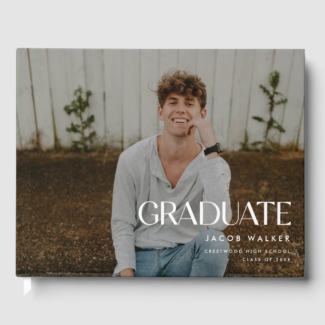 Livro De Visitas Modern Minimalistic Full Photo Graduation Party (Frente)