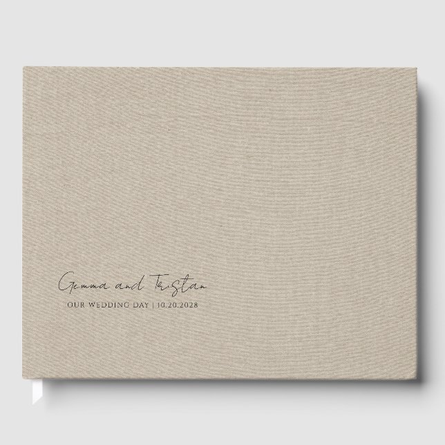 Livro De Visitas Modern Personalized Silver Gray Faux Linen (Frente)
