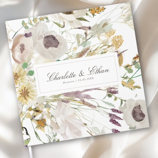 Livro De Visitas Modern Spring Wedding (Modern Spring Boho Floral Watercolor Wedding Guest Book)