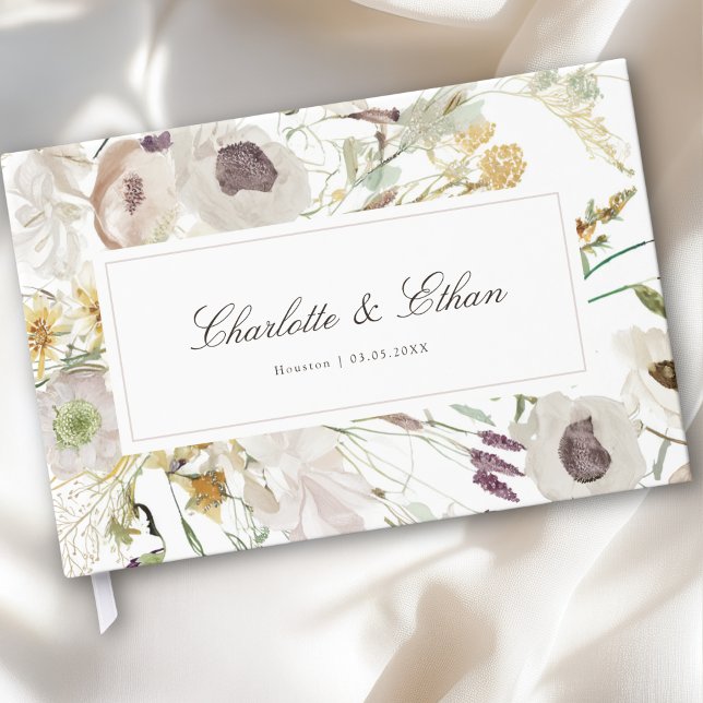 Livro De Visitas Modern Spring Wedding (Modern Spring Boho Floral Watercolor Wedding Guest Book)