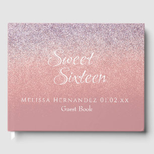 Livro De Visitas Modern Sweet 16 Blush Glitter Ombré Ombré Aniver