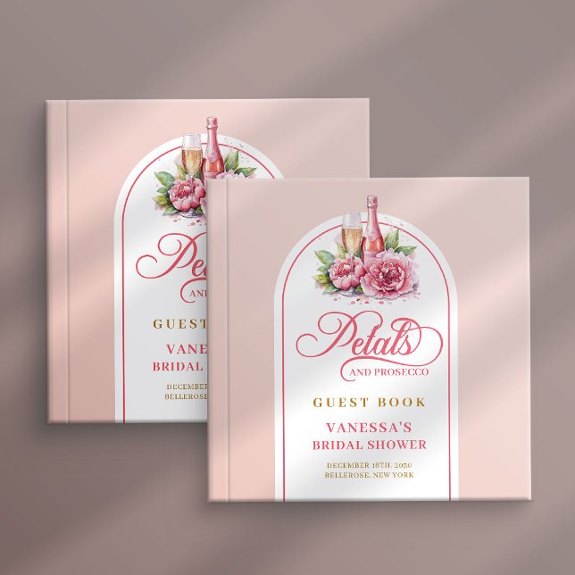Livro De Visitas Modern trendy blush and gold petals prosecco (Modern trendy blush and gold petals prosecco Guest Book)