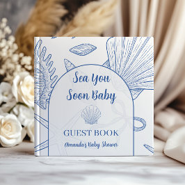 Livro De Visitas Modern Under The Sea You Soon Blue Boy Baby Shower