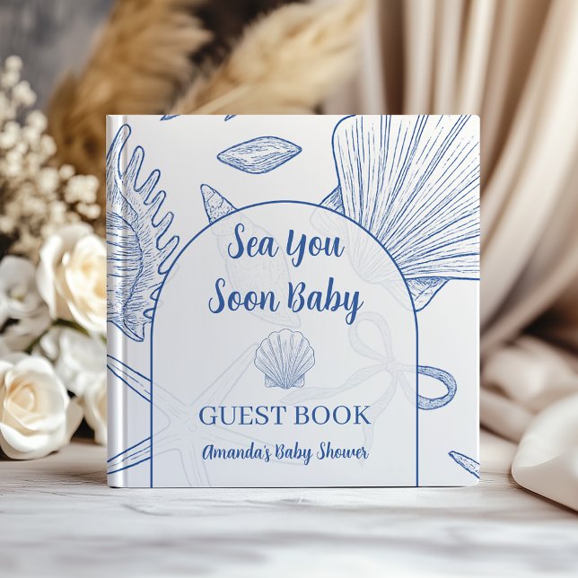 Livro De Visitas Modern Under The Sea You Soon Blue Boy Baby Shower (Criador carregado)