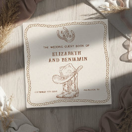 Livro De Visitas Modern Western Horseshoe Initials Cowboy Wedding