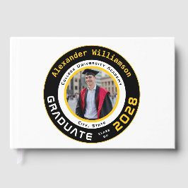 Livro De Visitas Modern White Black Yellow Graduation Photo