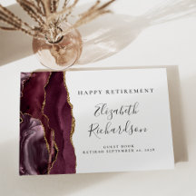 Moderno Aposentadoria Burgundy Dourado Ágata Scrip