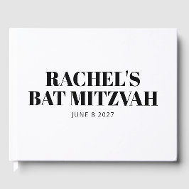 Livro De Visitas Moderno Bat Mitzvah Preto e Branco Personalizado