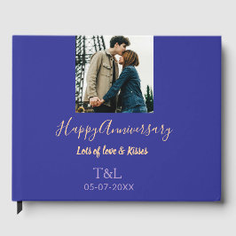 Livro De Visitas Moderno boho feliz aniversário adicionar nome azul