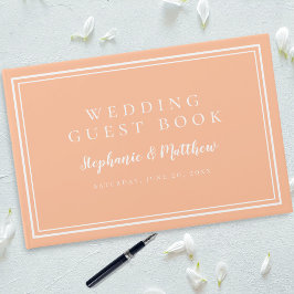 Livro De Visitas Moderno de Casamento Minimalista Simples Peach Chi