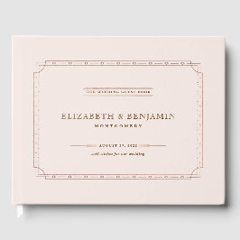 Livro De Visitas Moderno Elegante Art Deco Blush Rosa Dourado