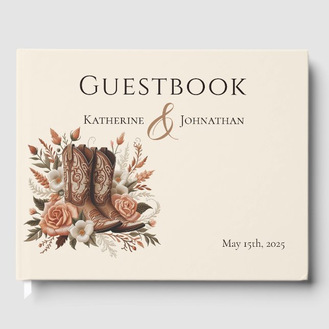 Livro De Visitas Moderno País Elegante - Flores Ocidentais (Frente)