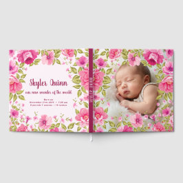 Livro De Visitas Moldura de Flores & Folhas Vintage - Quadrado 1 + 