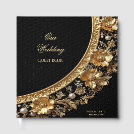 Livro de Visitas Moldura Dourada Ornamentada
