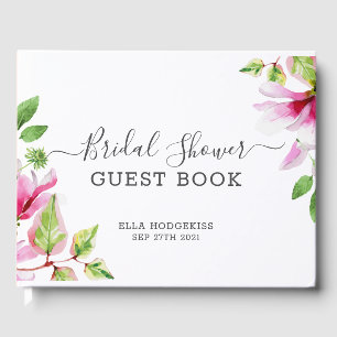 Livro De Visitas Moldura floral magnólia rosa