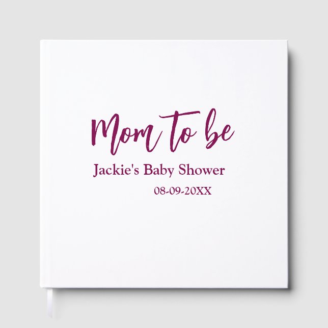 Livro De Visitas Mom to be baby shower name date pink simple minima (Frente)