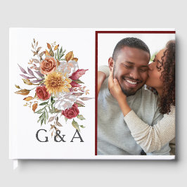 Livro De Visitas Monograma Botânico de Cores Aquáticas