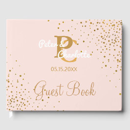 Livro De Visitas Monograma Chic | Casamento de Confetti Dourado Ros