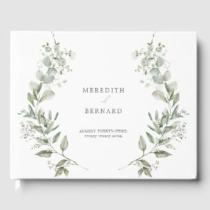 Livro De Visitas Monograma de Casamento Botânico Elegante