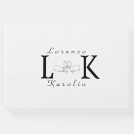 Livro De Visitas Monograma de Casamento Branco Simples Elegante Min