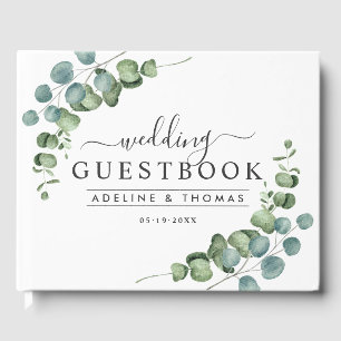 Livro De Visitas Monograma de casamento com verde de eucalipto