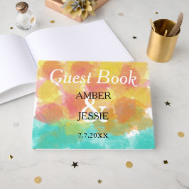 Livro De Visitas Monograma de casamento em guache artístico