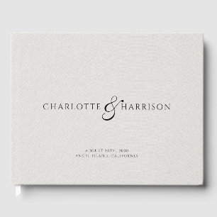 Livro De Visitas Monograma de Casamento em Linho Falso Branco