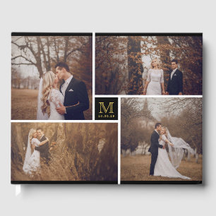 Livro De Visitas Monograma de Casamento Moderno 4 Foto Colagem de F