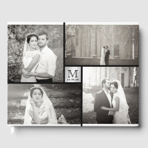 Livro De Visitas Monograma de Casamento Moderno 4 Foto Colagem de F