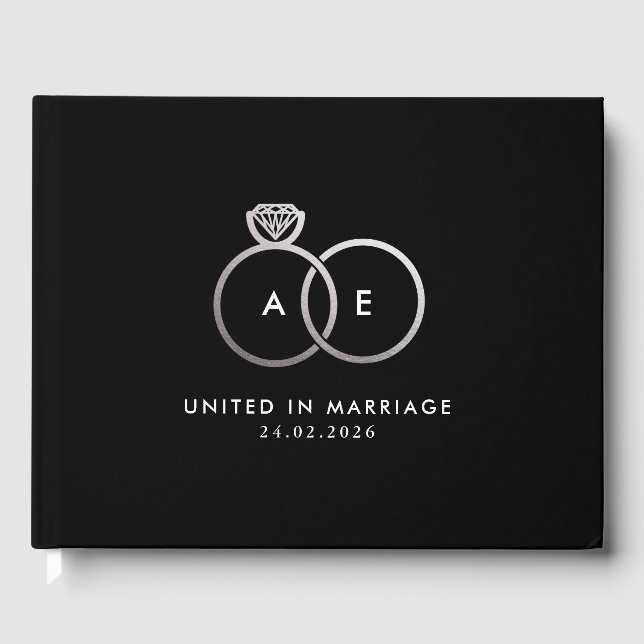 Livro De Visitas Monograma de Casamentos de Prata Moderna Monograma (Frente)