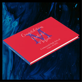 Livro De Visitas Monograma de Formatura Escarlate Vermelho Branco A
