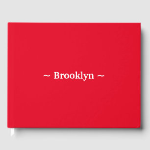 Livro De Visitas Monograma de texto de nome personalizado branco-es
