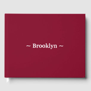 Livro De Visitas Monograma de texto de nome personalizado Elegante 