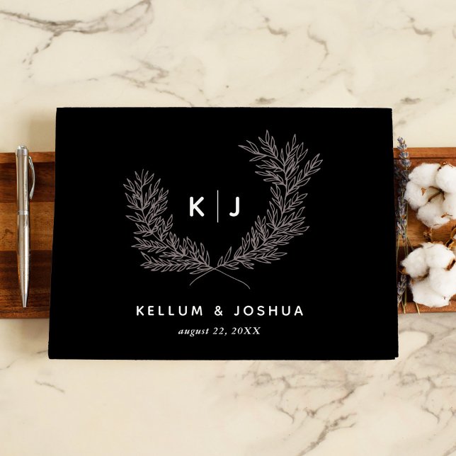 Livro De Visitas Monograma Distinto Preto (Black Distinguished Monogram Guest Book)