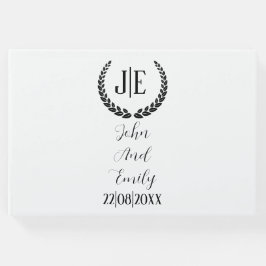 Livro De Visitas Monograma elegante, casamento preto e branco minim