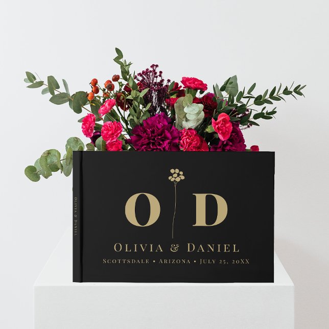 Livro De Visitas Monograma Elegante Moderno Mínimo Personalizado (Criador carregado)