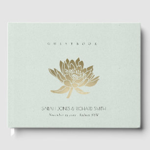 LIVRO DE VISITAS MONOGRAMA FLORORAL GLAMOROSA AZUL DE PRATA LOTUS