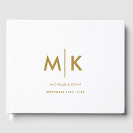 Livro De Visitas Monograma Luxuoso Moderno Casado Dourado