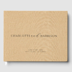 Livro De Visitas Monograma personalizado Tan Faux Linen