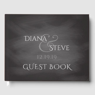 Livro De Visitas Monograma Rustic Wedding | Chalkboard simples