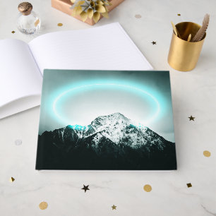 Livro De Visitas Montanha nevada misteriosa luz azul néon